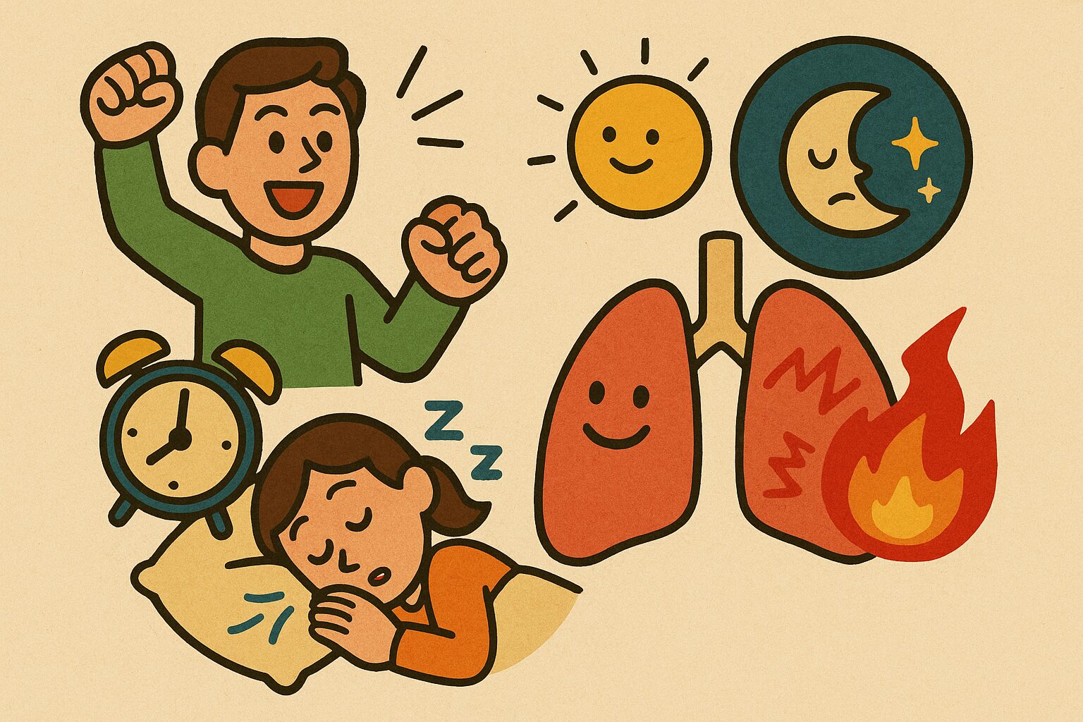 睡眠の質を高めて肺の健康を守るイメージ画像